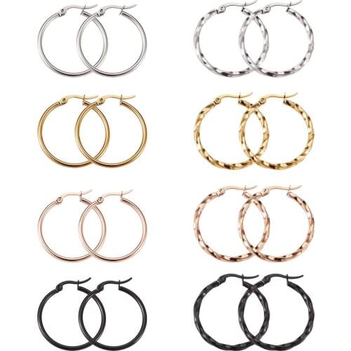 1 Set 304 Stainless Steel/Titanium Steel Hoop Earrings Star Ring Mixed Color Hypoallergenic Earring 12 Gauge DIY Jewelry Making