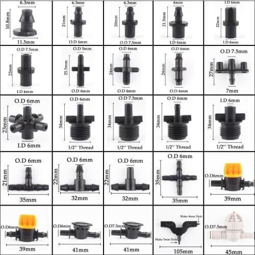 50~10Pcs Garden Water Connector 4/7mm 1/4'' Hose Barb Straight Connectors Micro Irrigation Sprinkler Accessories Watering Tools