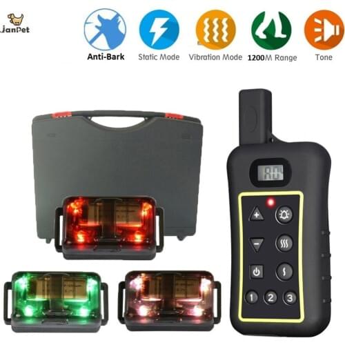 JANPET Dog Training Collar Dog Anti-Barking Device Pet Trainer Rechargeable Electric Shock Collars Range up to 1200meter