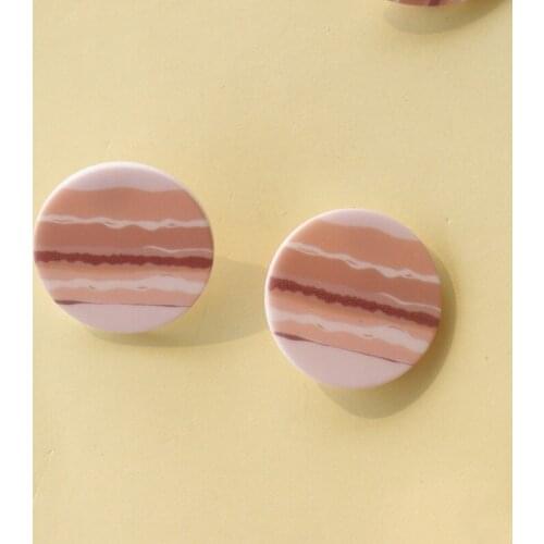 AOMU 2020 Korea Chic Pink Acrylic Geometric Round Triangle Colorful Stripe Earrings for Women Party Jewelry Gifts