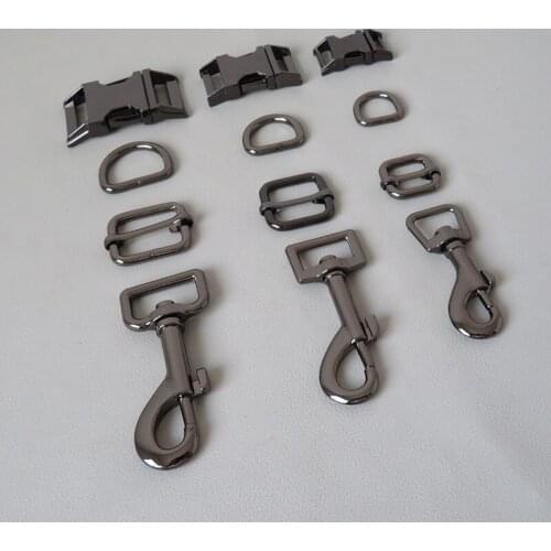 10Sets/lot 15mm 20mm 25mm Metal D Ring Buckle Carabiner Hardware Adjuster Clip Hook Dog Collar Leads Rope Craft Clasp Accessory