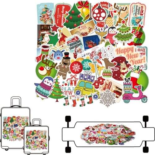 100Pcs Merry Christmas Stickers DIY Funny Graffiti Stickers for Luggage Water Bottles Cars Motorcycle Notebook Skateboard Laptop