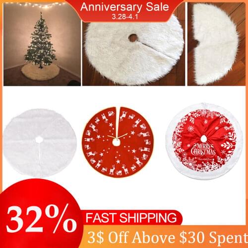 White Plush Christmas Tree Skirts for New Year 2021Fur Carpet Christmas Decoration for Home Natal Natal Tree Skirts