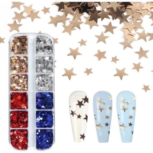 Sparkly Star Shape Sequins For Nails Designs Manicure 3D Mixed Size Ultra-thin Glitter Flakes Decorations Nail Art Accessories