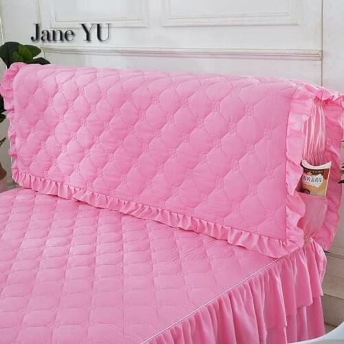 JaneYU Princess Clamps Cotton Thickening All Inclusive Bedspread Fabric Washable Solid Wood Skin Bed Soft Bedhead Cover