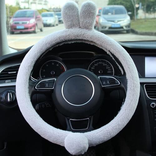 Plush Cute Warm Winter Car Steering Wheel Cover Auto Interior Accessories Goods For Women Girls Braiding on Car Decor Covers