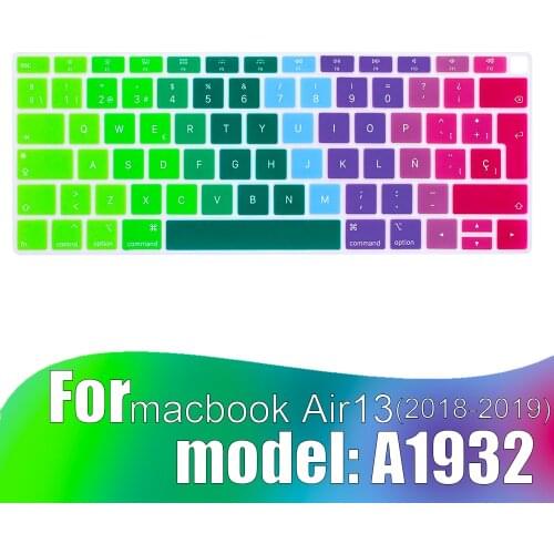 Colorful keyboard film For Mac Book Air 13 A1932 (2018-2019) touch ID Spanish Silicone Keyboard Protector Cover Protective Film
