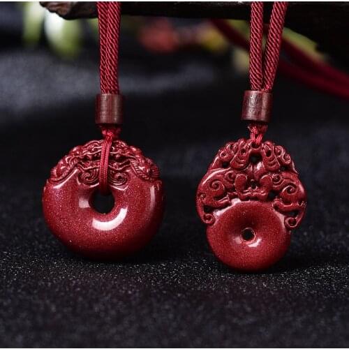 Natural Purple Cinnabar Peace Lucky Buckle PiXiu Pendant Necklaces Manual Rope Women Men Necklace Fashion Jewelry Gift Dropship