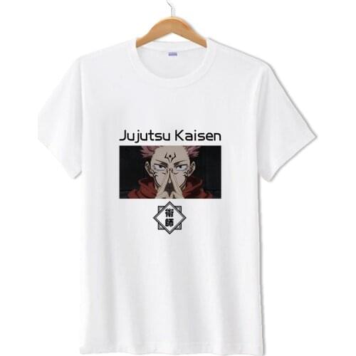 Jujutsu Kaisen White Summer Casual T shirt Unisex O neck Students Cartoon Tops Tees