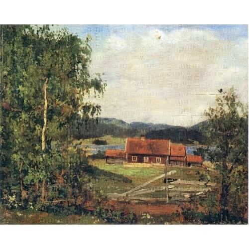Oil Painting Reproduction on Linen Canvas,landscape-maridalen-by-oslo-1881 by Edvard Munch,100% handmade,abstract oil painting