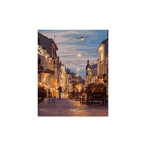 MaHuaf-W404 night street painting by numbers on canvas hand painted digital wall picture 40x50 Framed