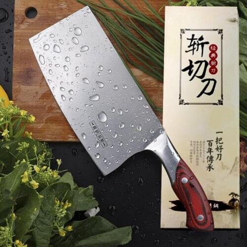 Chinese Kitchen Knife Chopping Knife Meat Cleaver Butcher Knife Knife Filleting Slicing Broad Solid Wood Handle Chopper Knife