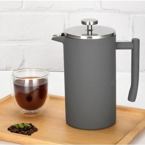 French Stainless Steel Hand Pushed Filter Press Pot Modern Simple Double Layer Insulated Coffee Pot Classic Household Items