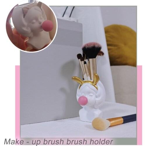 Rabbit Cat Makeup Brushes Holder Lovely Girl Make Up Pen Racks Bedroom Room Decoration Beauty Cosmetic Brush Holder kosmetyki