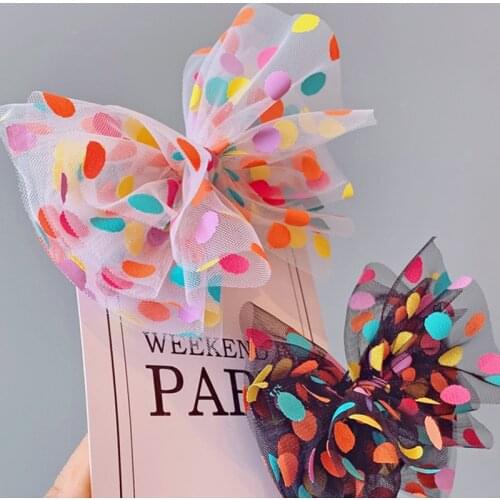 CN Polka Dots Lace Hair Bows With Clips For Girls Kids Handmade Lovely Sweet White Black Lace Hairpins Hair Accessories