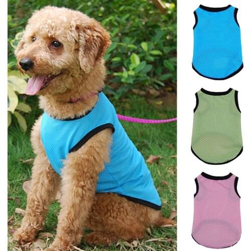 Summer Dog Clothes solid Color Mesh Casual Pet Vest For Small Dogs Costume Puppy Cat T-Shirt Breathable Dogs Clothes