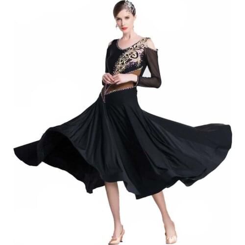 M-18215 Women sexy ballroom dance dress high quality ballroom dance training dress waltz tango rumba practice dress for sale