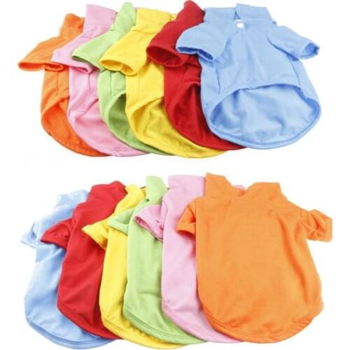 Candy Color Cute Pet Puppy Polo Collar Dog Shirt Small Dog Cat Pet Clothes Fashion Pet Vest Clothes Costume Teddy T-Shirt XS-XL
