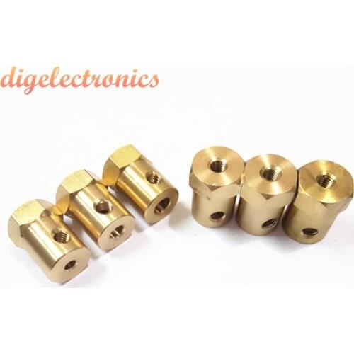 Motor Hex Coupling Hexagonal Copper Shaft Coupling 3/4/5/7/8/9mm Brass Flexible Coupler Connector Motor for Smart Car Chassis