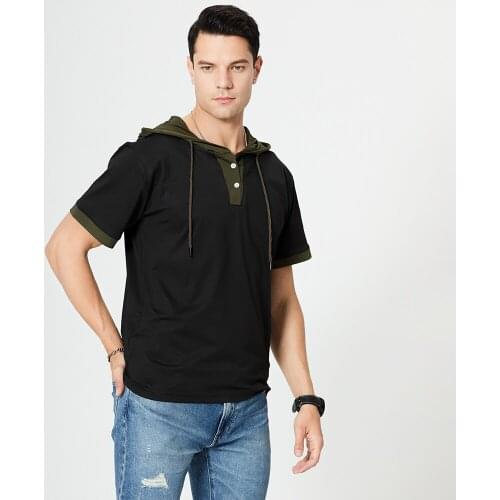 Mens Oversized Black Hoodies 2021 Summer New Trend Loose Male Short Sleeve Hoodie Solid Color Hooded Sweatshirts Tracksuit Men