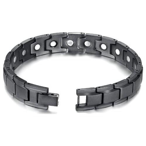 For Mens Gifts Vintage Black Stainless steel health care magnet germanium (Ge) Link Chain bracelet Bangle 53g XMAS Gifts