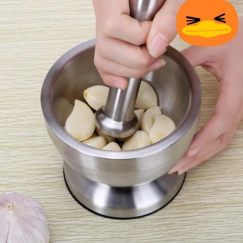Stainless Steel Mortar Pestle Set Pugging Pot Garlic Spice Grinder Pharmacy Herbs Bowl Mill Grinder Crusher Kitchen Tool