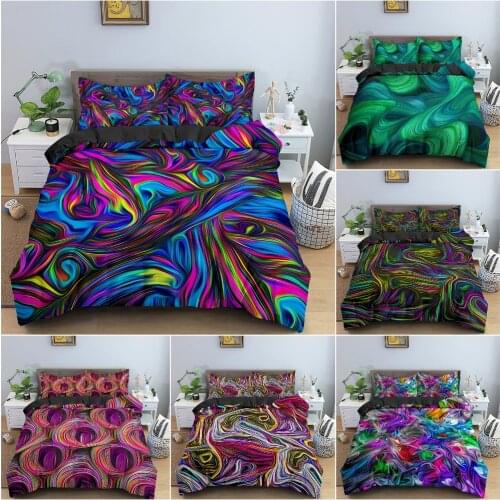 Abstract 3D Printing Psychedelic Bedding Set 3D Duvet Cover Bed Set Pillowcase Bed Cover Linens Bedclothes Home Textile
