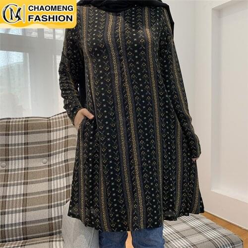 New Design Fashion Printing High Quality Muslim For Women Casual Tops Malaysia Turkey Arabic Islamic Clothing Shirt Blouse Mujer