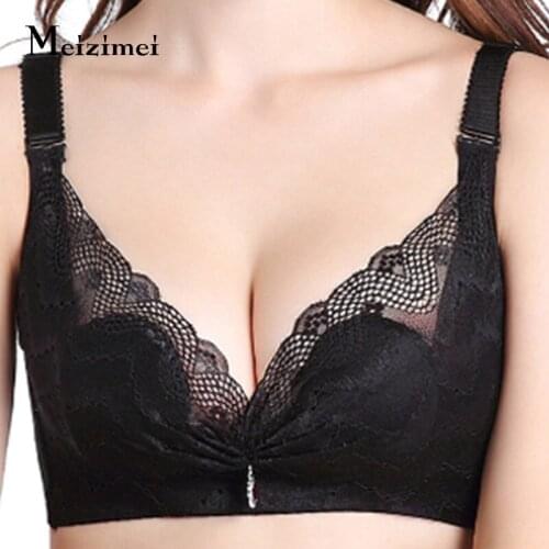 Meizimei Sexy Thin Push Up Bras for Women Underwear Wireless Plus Size Lace Lingerie Intimates Bralette Crop Tops Big Brassiere