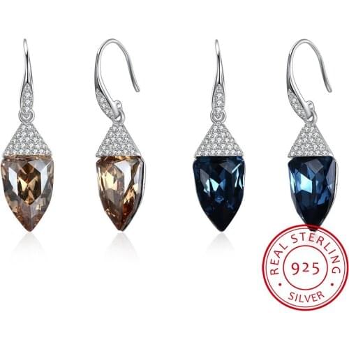 LEKANI Crystal Water Drop Earrings For Women Fashion Long Dangle Earring 925 Sterling Silver Wedding Jewelry Gift