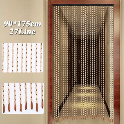 90x175cm Wooden Bead Curtains 27 Line Fly Screen Gourd Hanging Door Curtain Household Partition Curtain For Home Entrance Porch