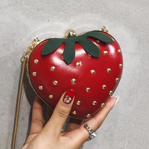 2019 Cute Women Shoulder Bags designer Mini Crossbody Fashion Girl strawberry Bag Ladies Chain Purse Clutch PU Red Handbag Small