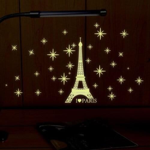 Diy Luminous Star Stickers Eiffel Tower Wall Sticker for Kids Baby Rooms Wallstickers Glow In The Dark Star Home Decor Mural
