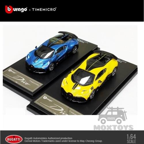 TimeMicro x Bburago 1:64 Bugatti DIVO Yellow/Light Blue Diecast Model Car