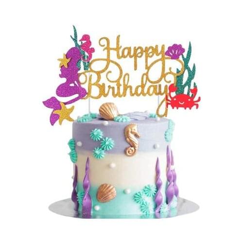Mermaid Cake Topper Mermaid Party Seaweed Little Mermaid Birthday 1st Party Decor Under the Sea Girl Baby Shower