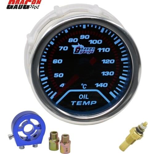 Dragon Universal 52MM Auto Car Pointer Oil Temperature Gauge Temp Meter Modification White Backlight Free Shipping