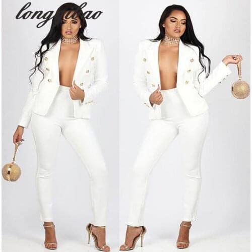 Spring and Autumn new European and American casual fashion suit two-piece suit black and white two-color AL39