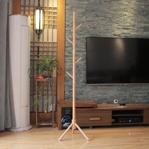 Premium Wooden Coat Rack Free Standing With 8 Hooks Wood Tree Coat Rack Stand For Coats Hats Scarves Clothes Handbags