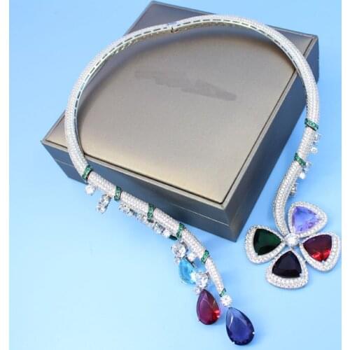 High Quality Silver Color Fashionable Jewelry Luxury Color Collar Micro Inlaid Rhiestone Banquet Evening Dress