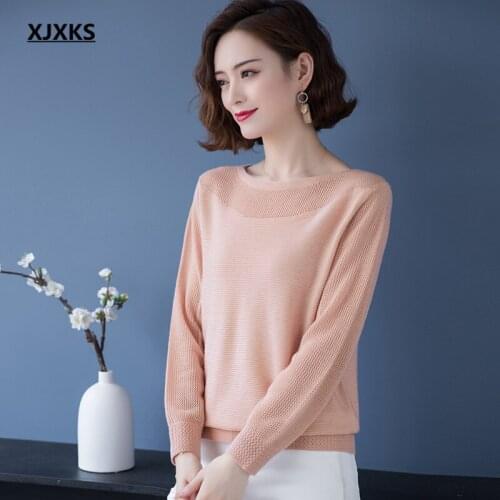 XJXKS 2021 spring autumn new solid color all-match women sweater fashion wool knitted sweater women pullover