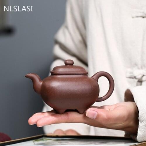 Yixing tea pots Purple Clay Teapot Raw ore Purple Mud Square kettle Chinese Famous Handmade Boutique Tea set Gifts 170ml