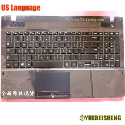YUEBEISEHNG New/Org for Samsung NP270E5J 270E5G 270E5U 270E5R 270E5K palmrest US keyboard upper cover Touchpad,Dark blue