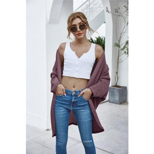 Fashion Plus Size Knitted Cardigan Jacket Bat Sleeve Loose Hollow Long Sleeve Womens Coat 2021 Spring and Autumn Street Casual