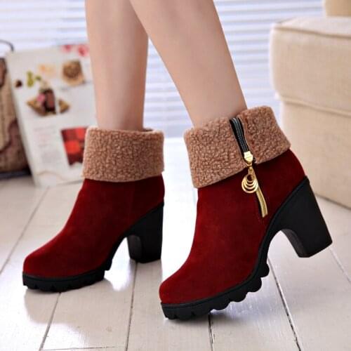 2019 autumn and winter models side zipper boots womens two wear non-slip thick with snow boots female big womens boots
