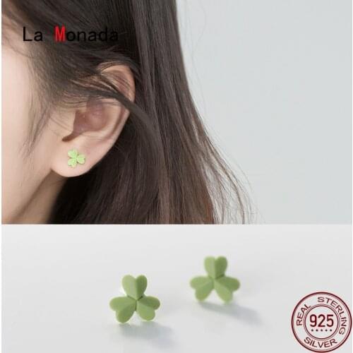 La Monada Stud Earrings For Women Silver 925 Green Clover Fine Women Earrings In Jewelry Stud Earrings 925 Sterling Silver