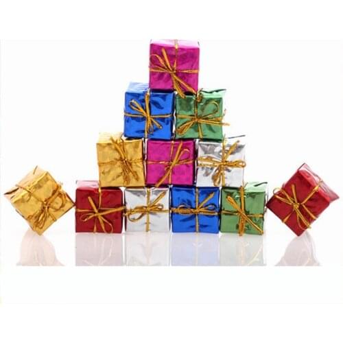 12pcs Delicate Christmas Tree Small Gift Boxes Christmas Tree Ornaments Festival Decorations Wedding Party Decor (Random Color)