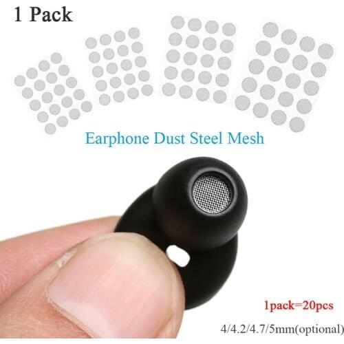 20Pcs/Set 4mm 4.2mm 4.7mm 5mm In-ear Headphones Parts Self-adhere Dustproof Net Dust Network Shell Steel Mesh