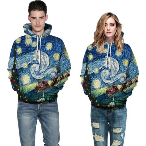 2019 Van Gogh Christmas Hoodie Unisex 3d Print Hooded Harajuku Streetwear Cusplay Costume