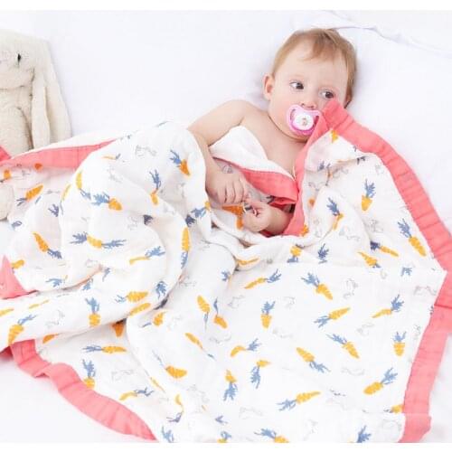 New Baby 6 Layer Gauze Newborn Swaddle Bath Towel Cotton Absorbent Quilt Stroller Receiving Blanket Cartoon Towel 120*150cm AA08