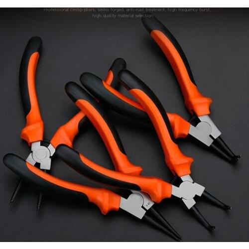 7inch 4 Pieces Professional Industrial Circlip Pliers, Inner Caliper, Ex-curve Iinternal External Curved Hand Multi Tool